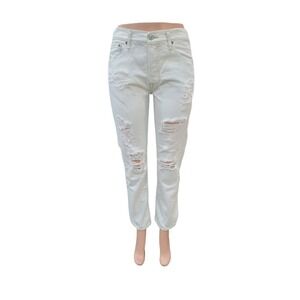 Levi's 501 Women's Distressed High Rise Straight Leg Jeans‎ Size W30 L29 White